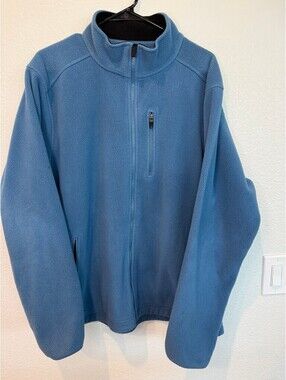 VTG L.L. Bean Blue Full-Zip Fleece Jacket with Chest Pocket, Size L (SEE PICS)